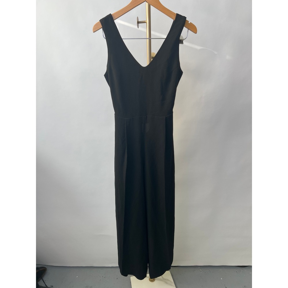 Club Monaco Black Wide Leg Bow Back Jumpsuit V-Neck Sleeveless Size 4 295631418